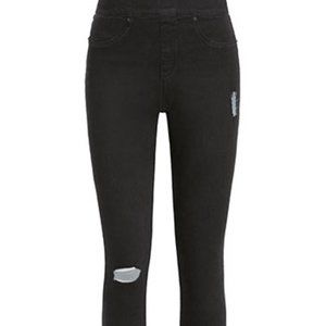 Spanx distressed black skinny jeans